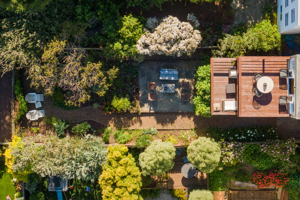 Property Photo: Aerial photo of the back yard of 117 Parnassus. 