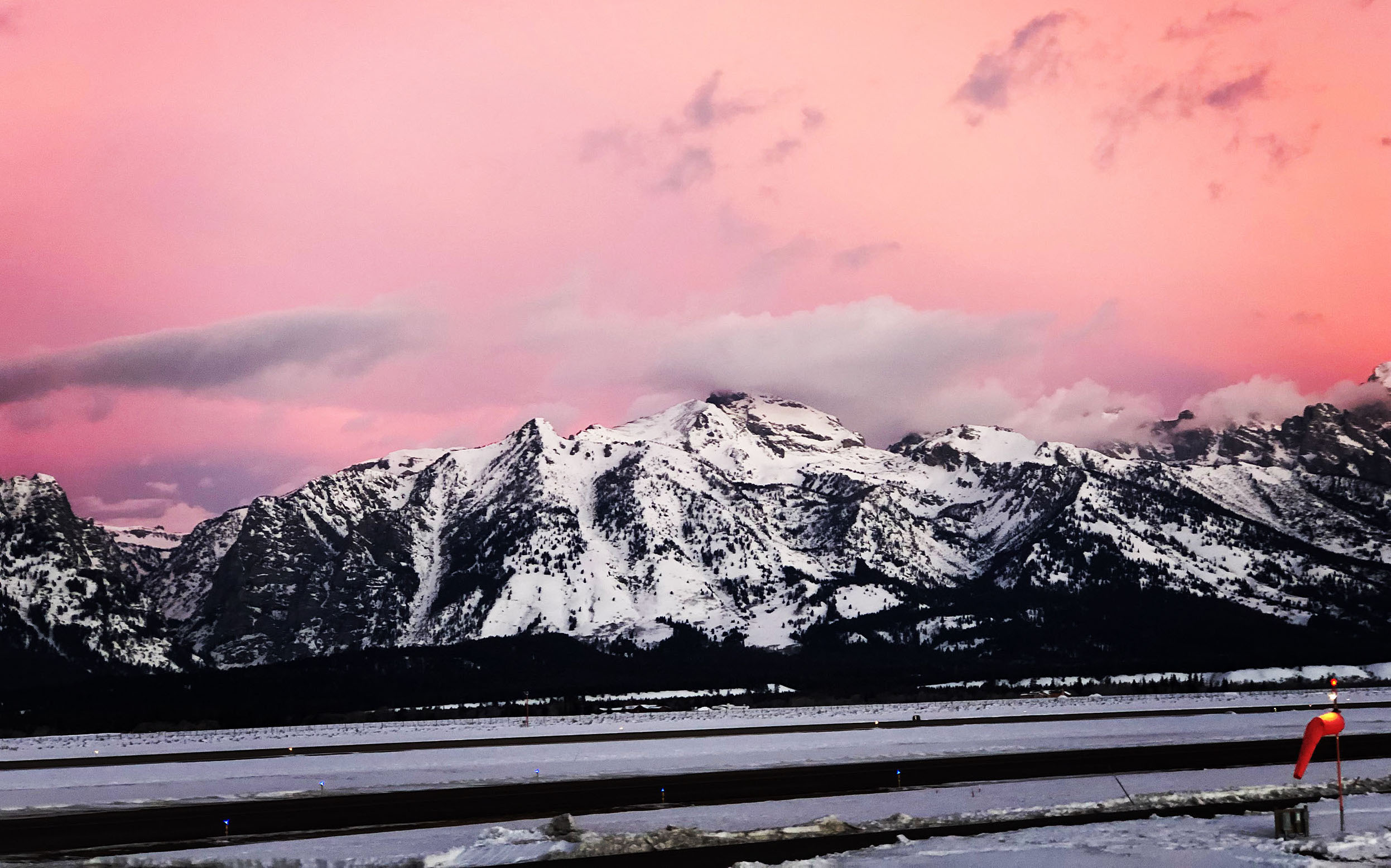 View of mountains at sunrise in Jackson Hole