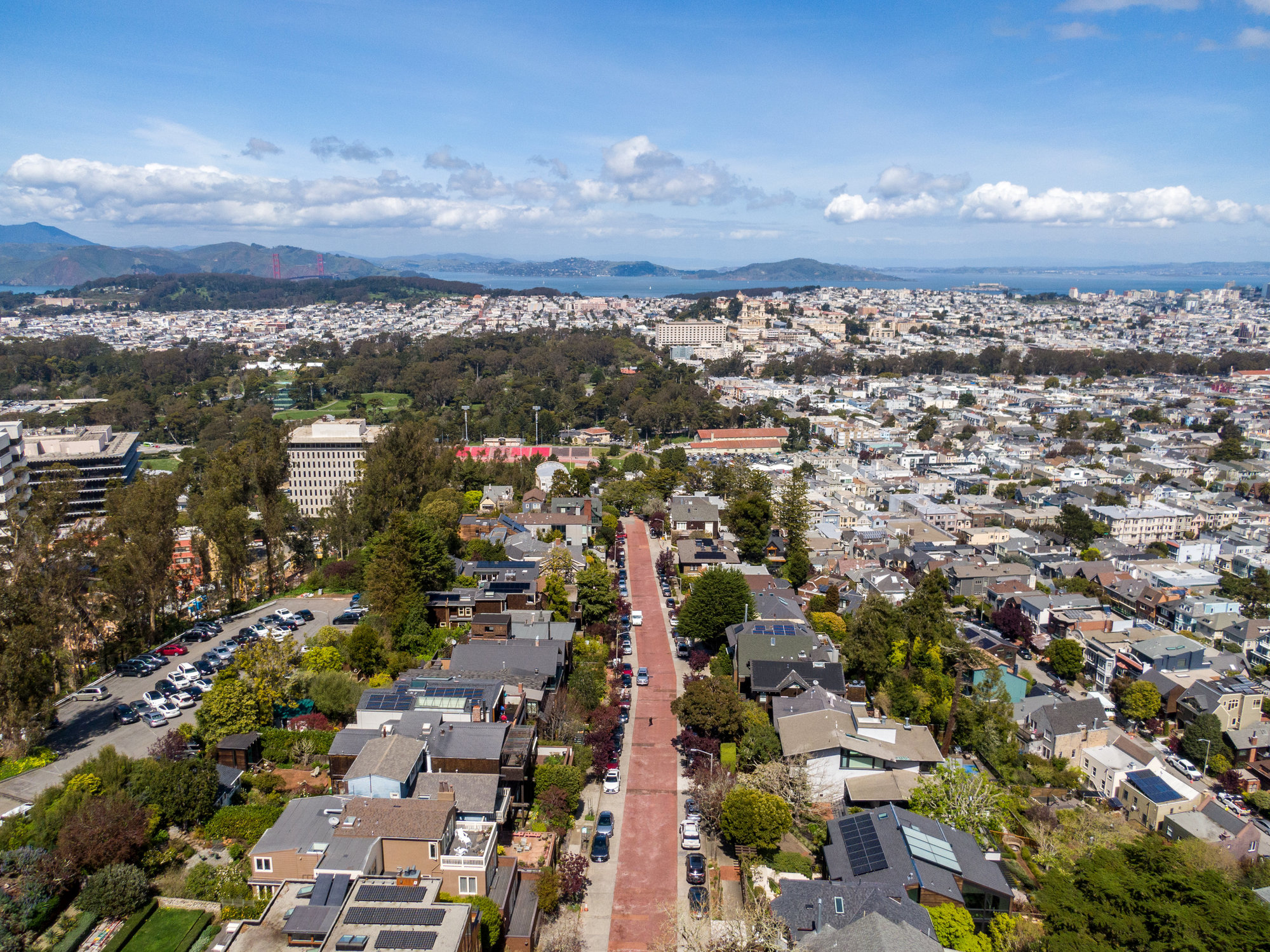 Aerial view of Edgewood Ave, Cole Valley San Francisco