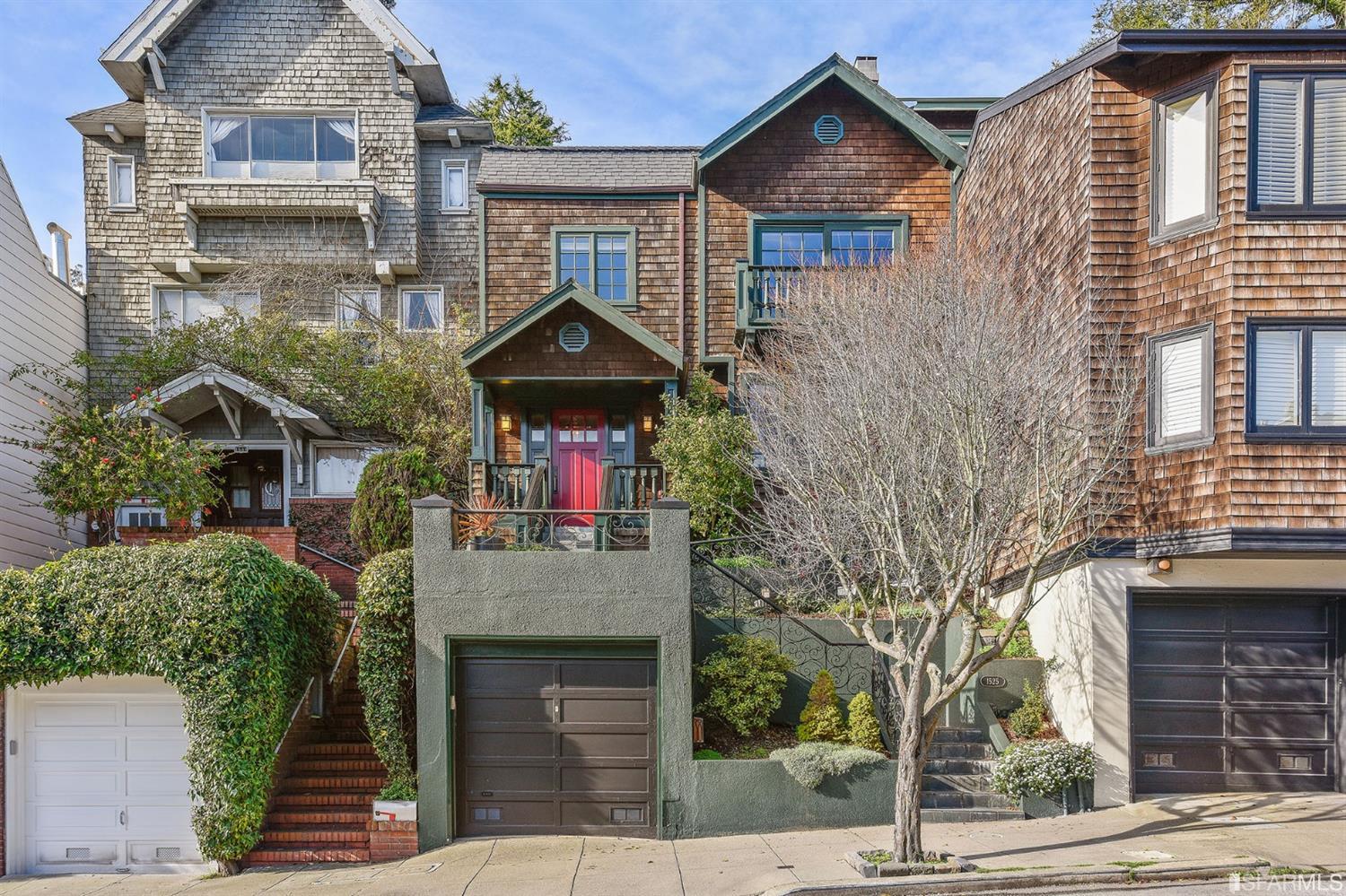 Front exterior view of 1525 Willard Street, showing a home with shingled facade