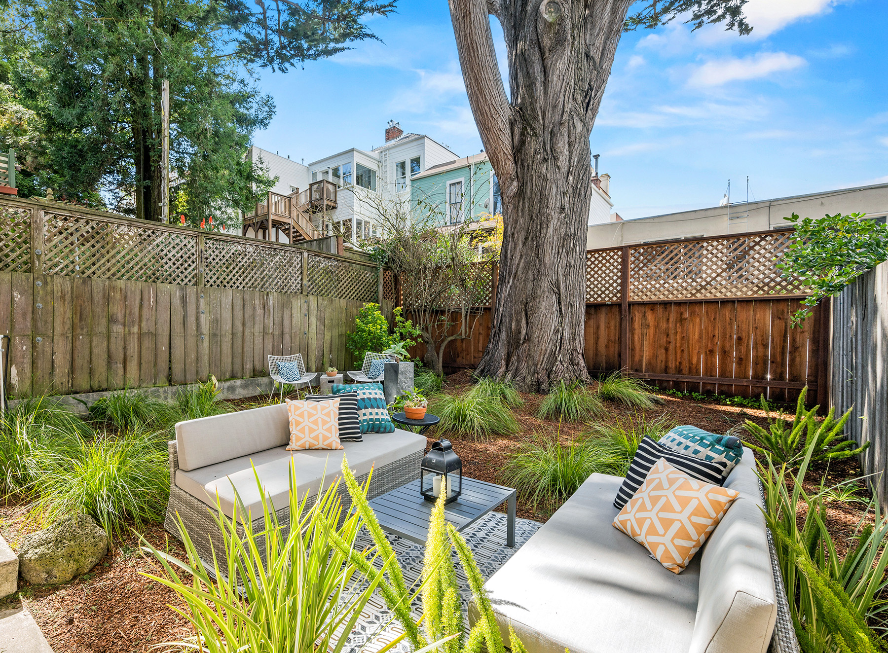 View of the private deeded garden at 41 Delmar