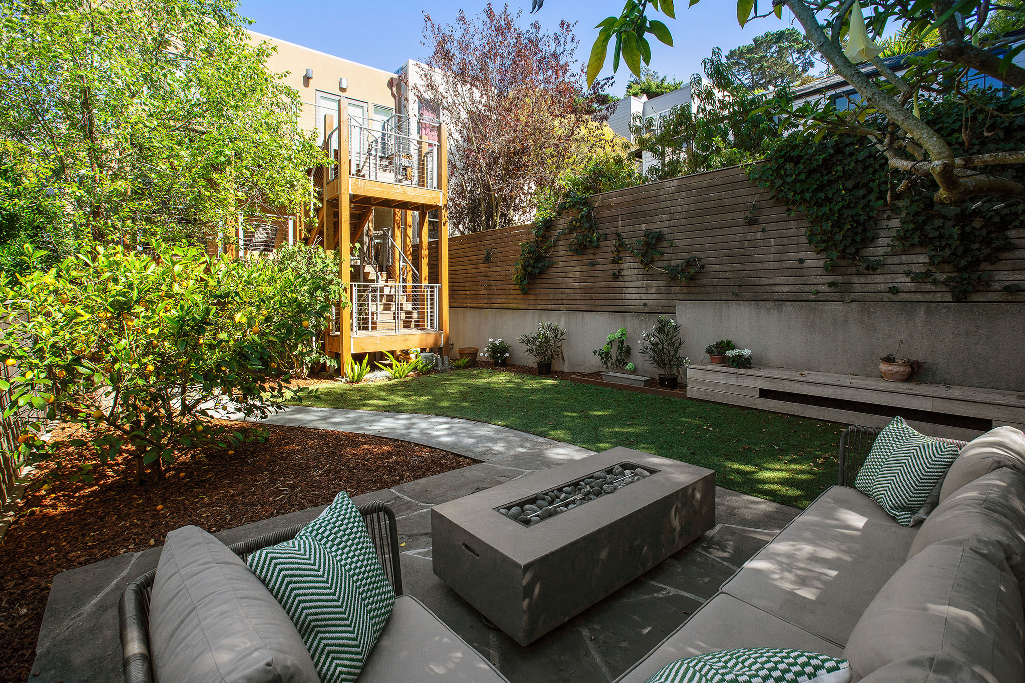 View of the private yard and outdoor living area