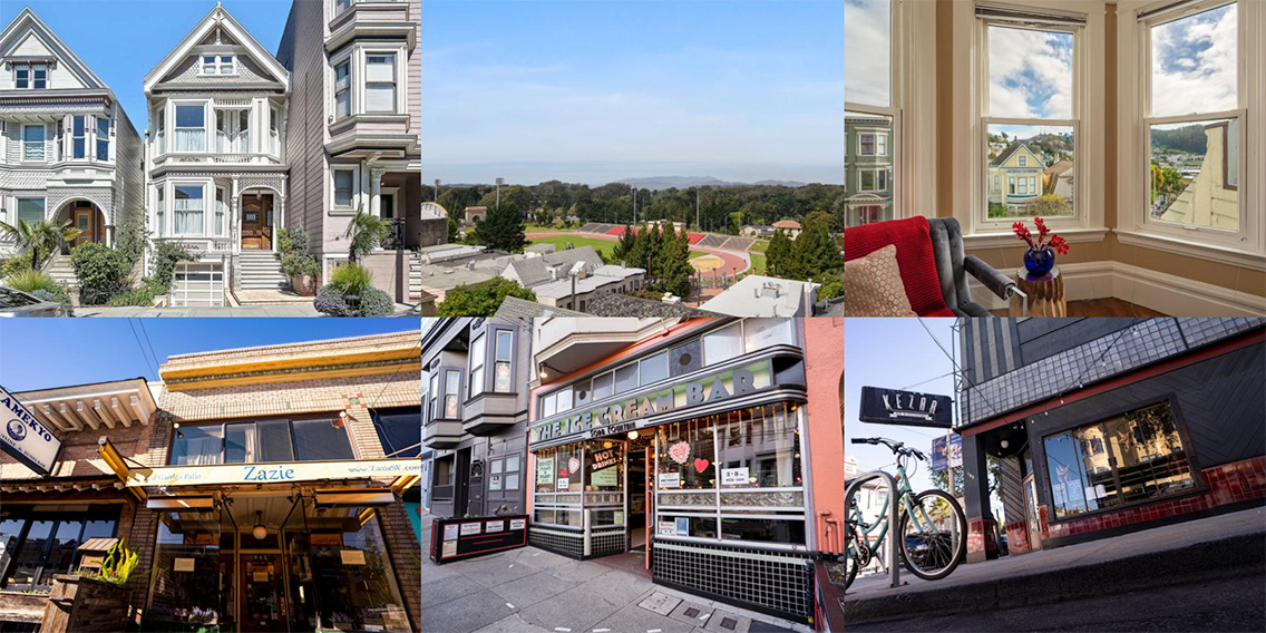 Image collage showing local businesses and homes in Cole Valley