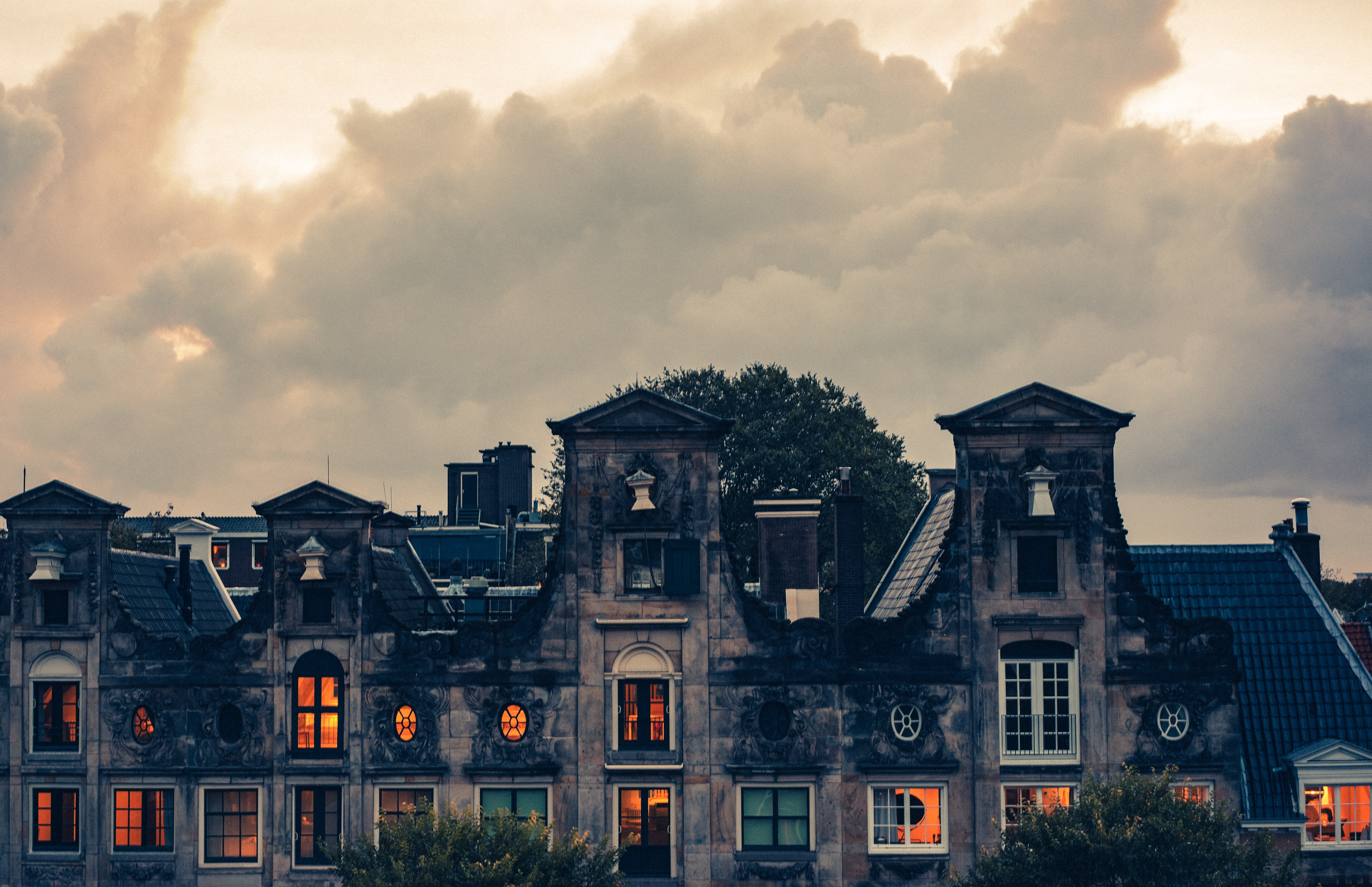 Exterior of a large haunted looking home