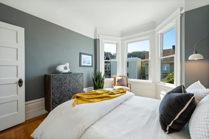 Property Thumbnail: Third bedroom. There are bay windows that look out onto Belvedere street. 