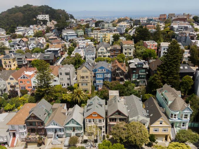 Property Thumbnail: Higher aerial shot of the Downy Street neighborhood. 