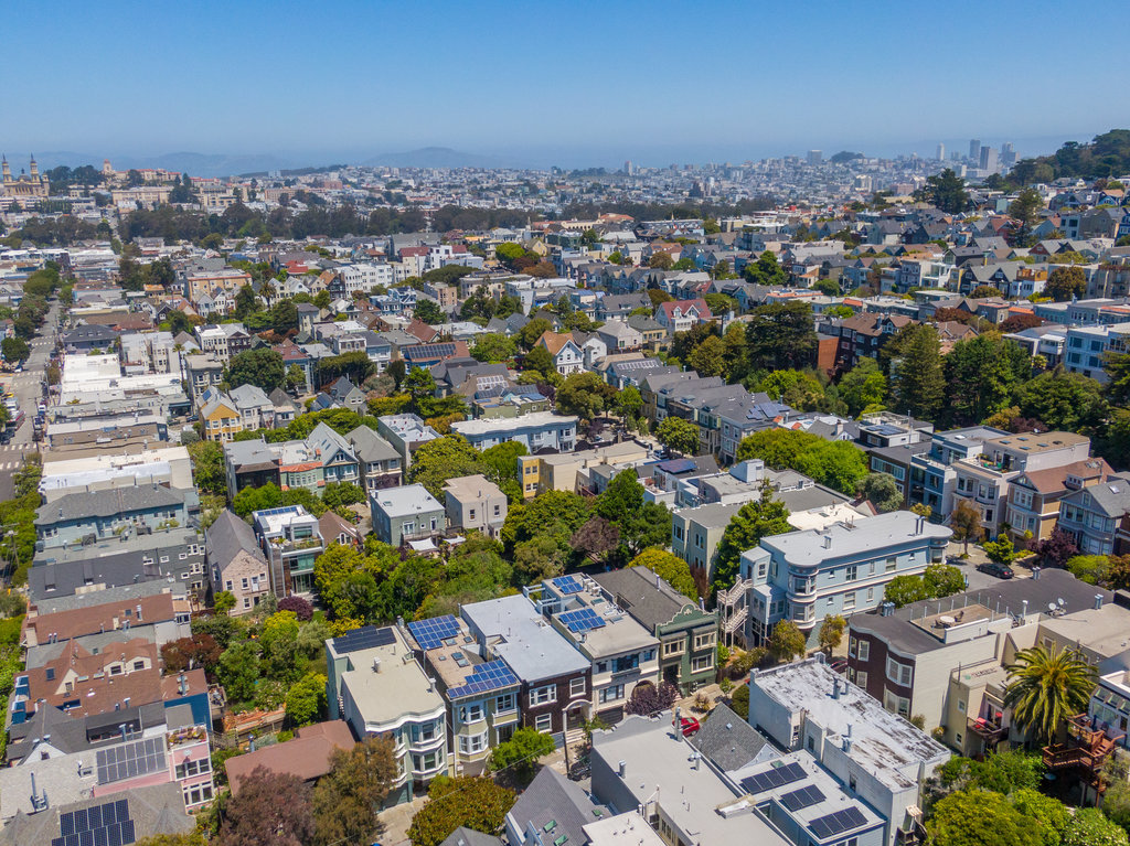 Property Photo: Aerial photo of 36 Alma street looking over Cole Valley. 