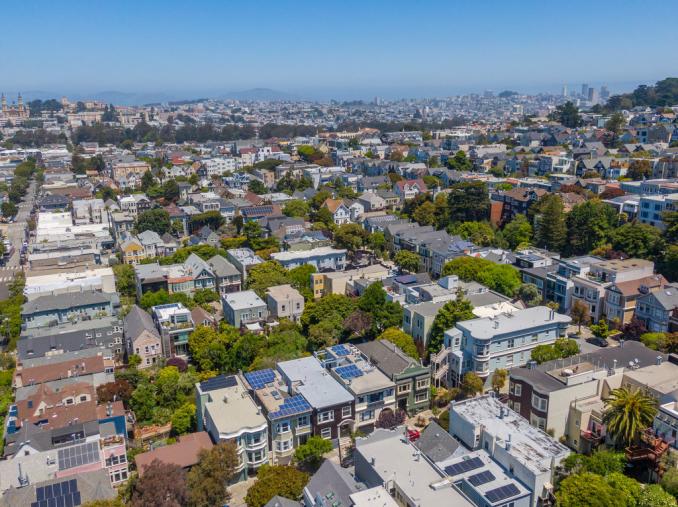 Property Thumbnail: Aerial photo of 36 Alma street looking over Cole Valley. 