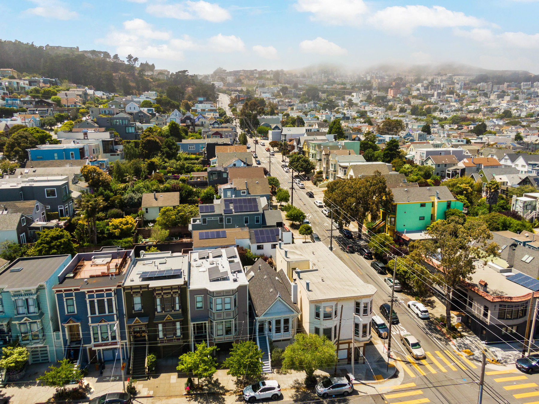 Property Photo: Aerial photo photo of front facade of 1604 Castro and neighbors.