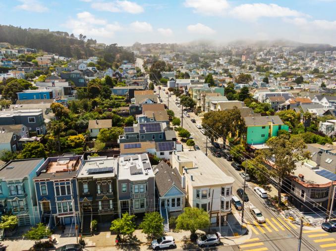 Property Thumbnail: Aerial photo photo of front facade of 1604 Castro and neighbors.