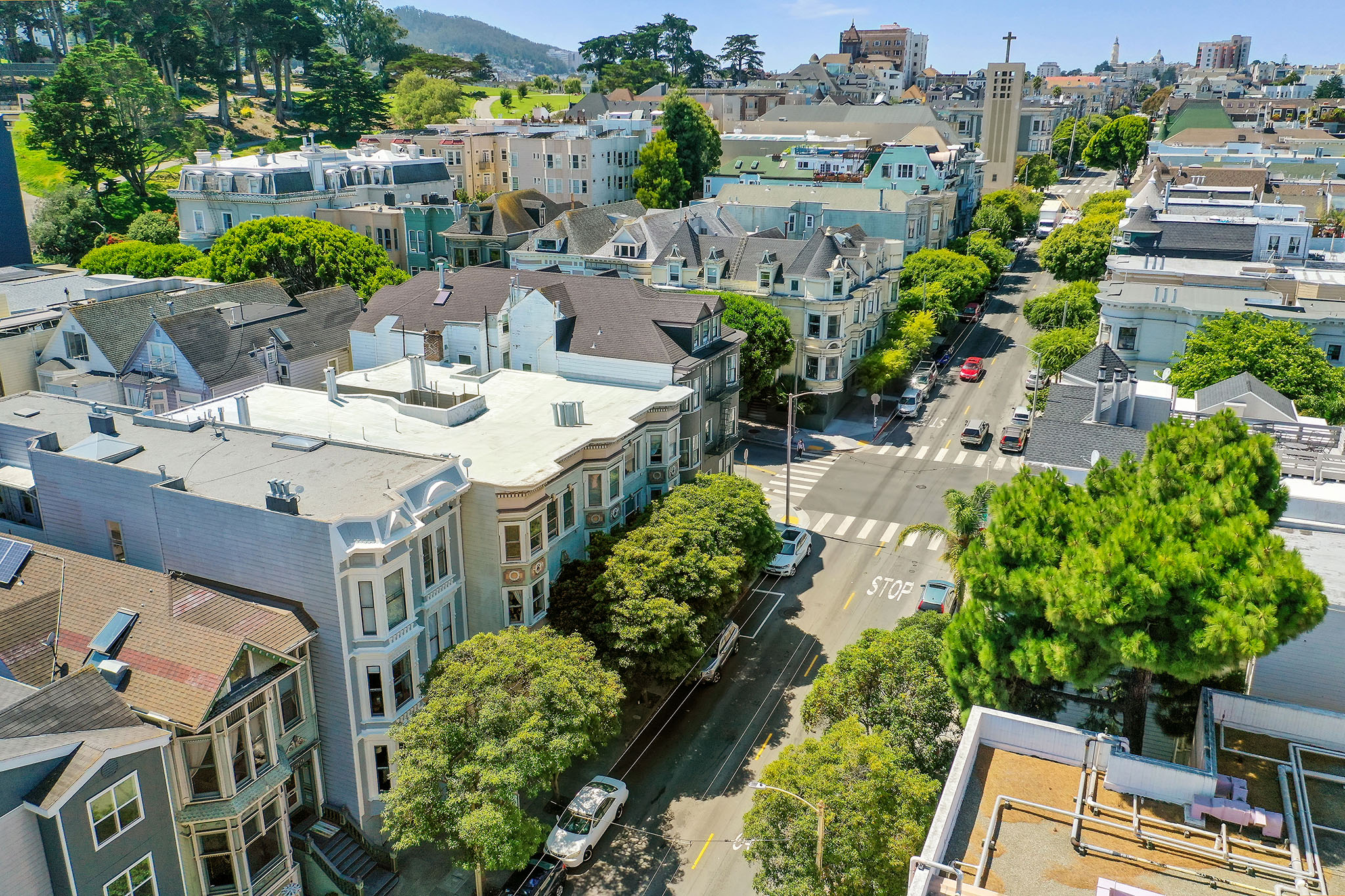 Property Photo: Aerial view of McAllister Street and proximity to the park