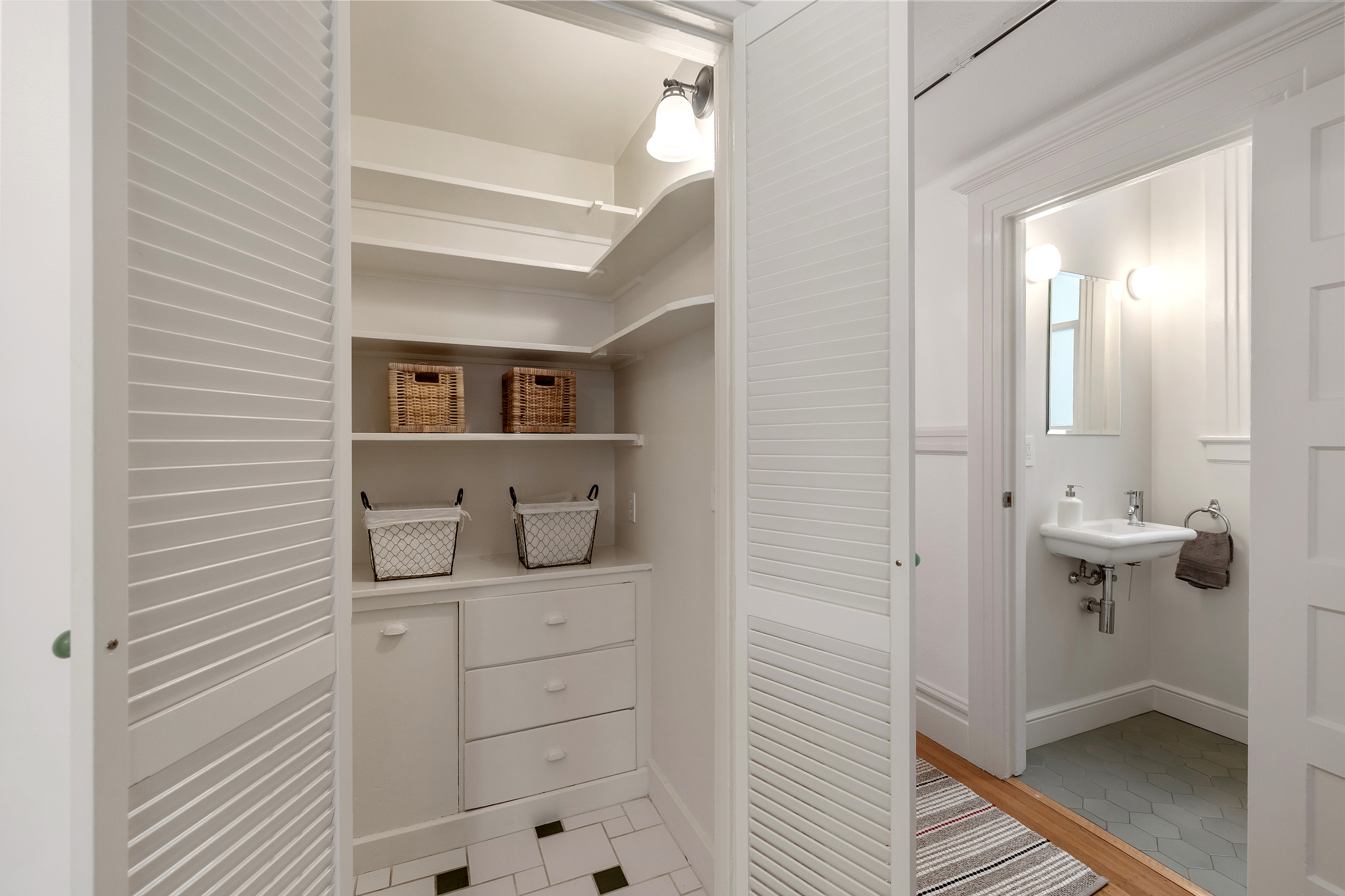 Property Photo: View of a storage area and hall bath