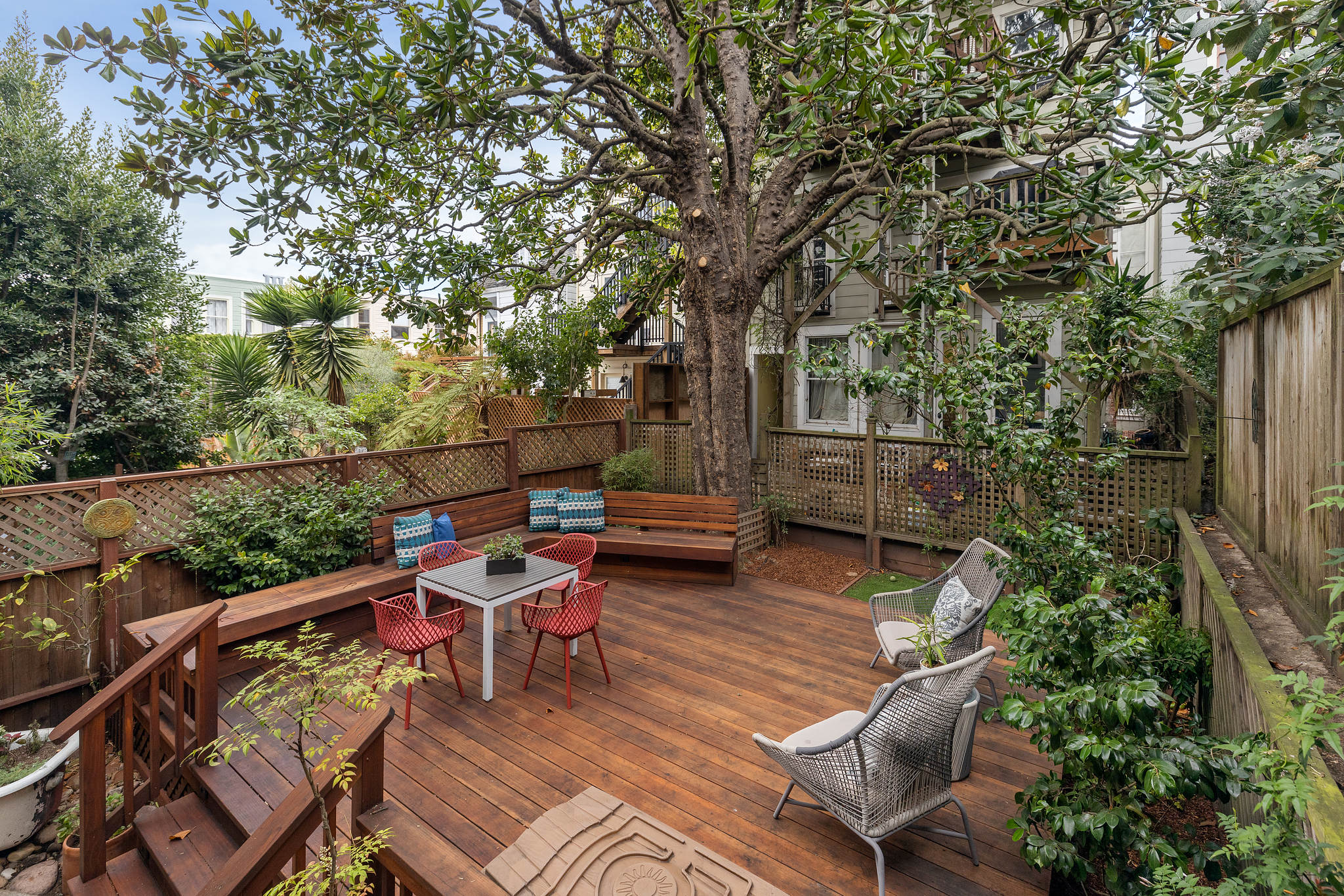 Property Photo: View from above of the shared deck and outdoor area 