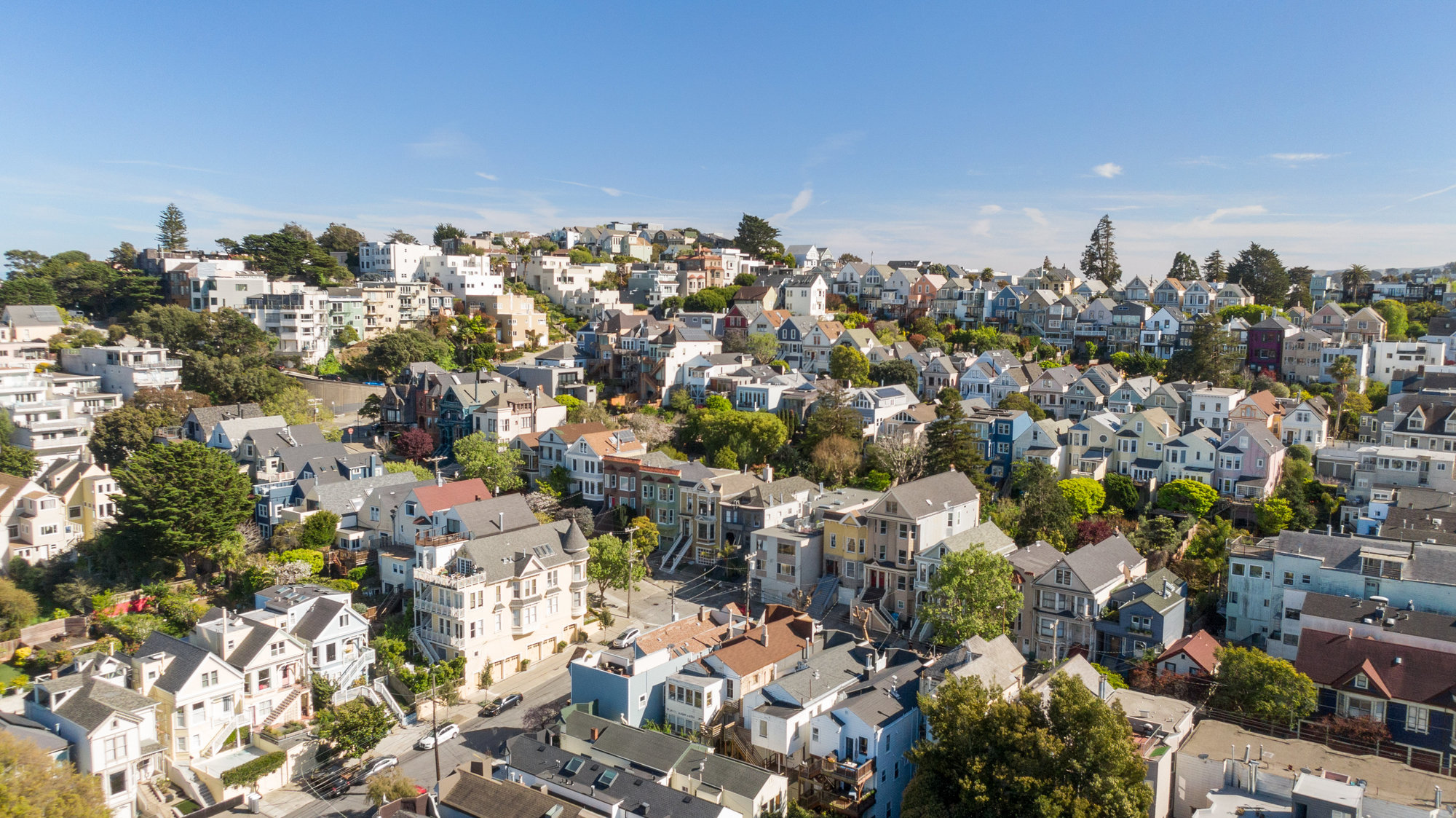 Property Photo: Wide-shot aerial view of 4160-4162 20th Street, showing the rear of the home and the city beyond