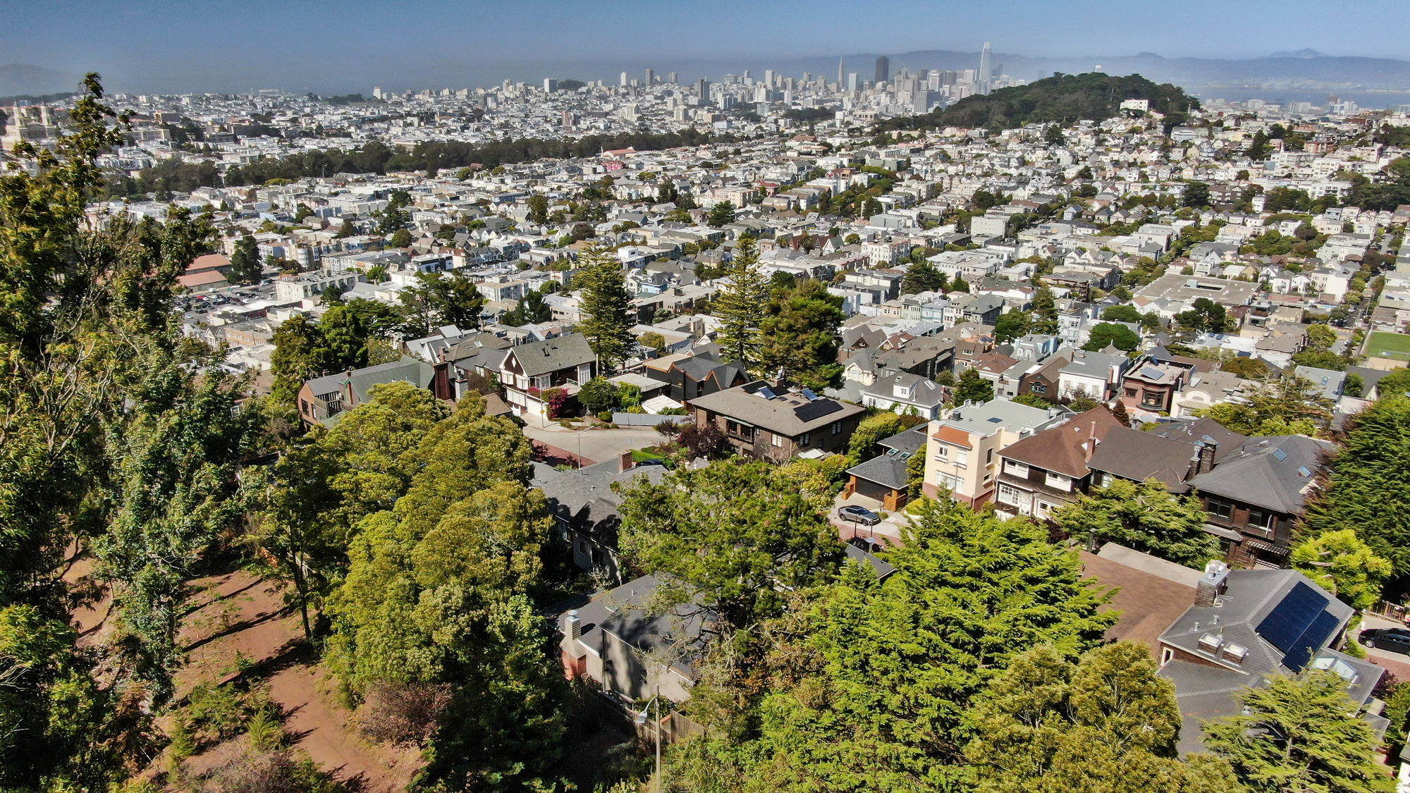 Property Photo: Aerial view from 183 Edgewood Avenue, showing Cole Valley and proximity to Golden Gate Park