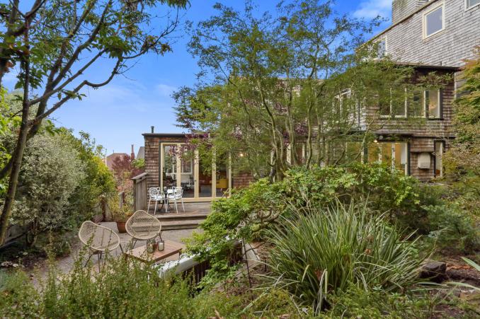 Property Thumbnail: Rear gardens and lush plant life at 183 Edgewood Avenue in Cole Valley
