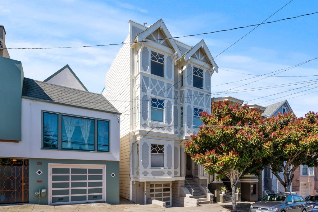 Front exterior view of 1223 Shrader Street in Cole Valley, San Francisco