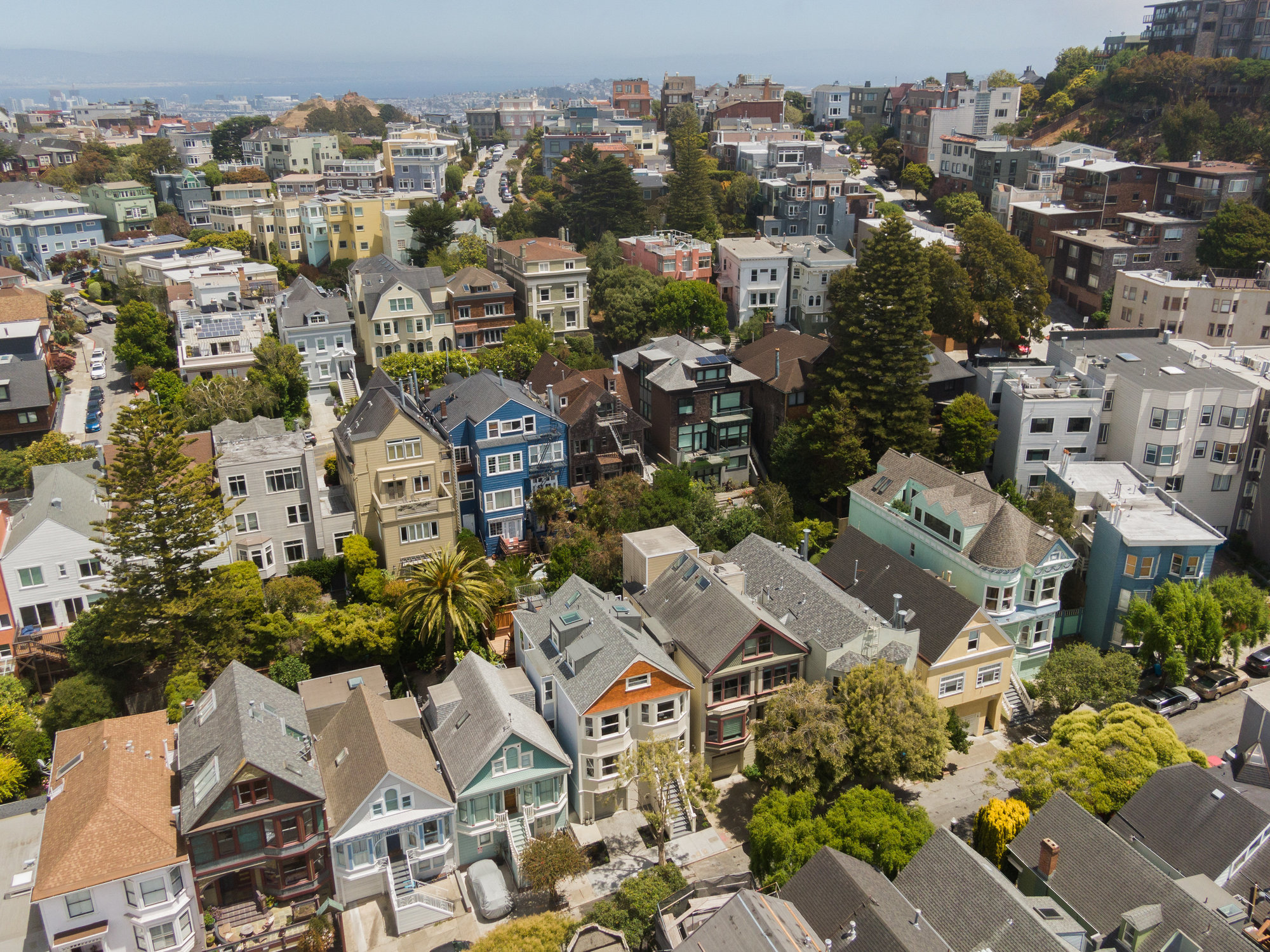 Aerial photo of 232 Downey and surrounding homes.