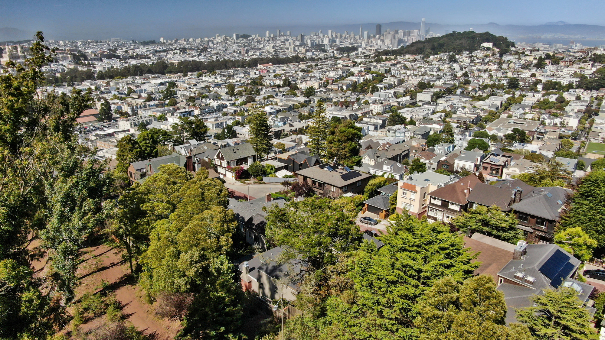 006ap009 Aerial view from 183 Edgewood Avenue, showing Cole Valley and proximity to Golden Gate Park