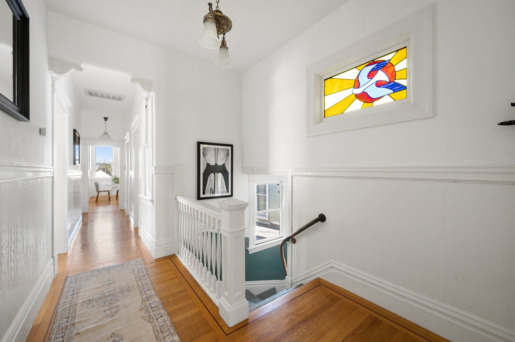 Entry way at the top of of staircase.