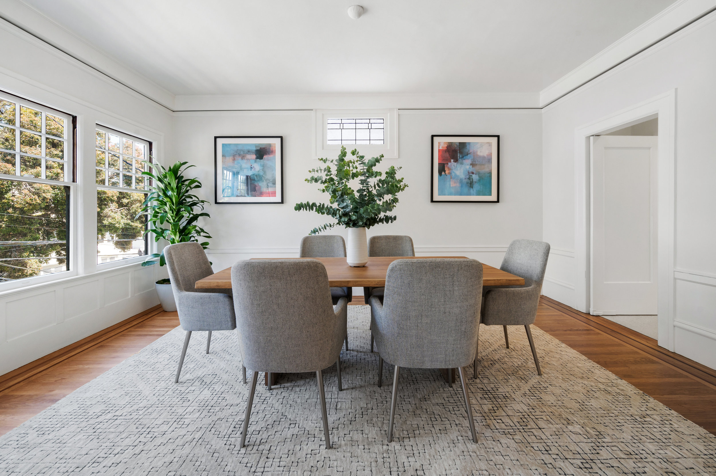 View of the formal dining room at 637-639 Lake Street, featuring wood floors
