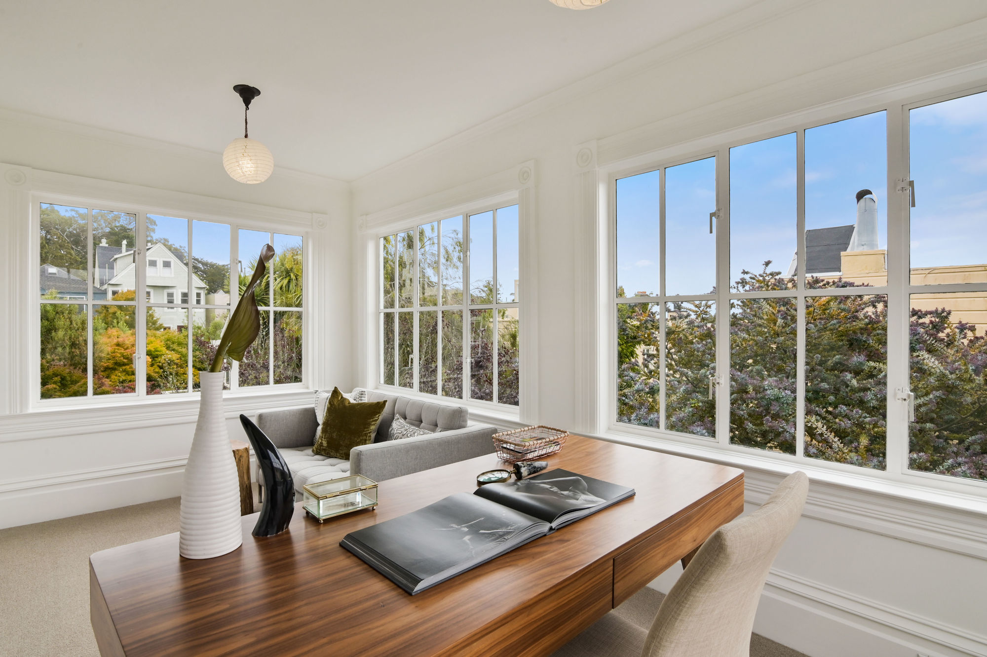 Office with wrap-around windows