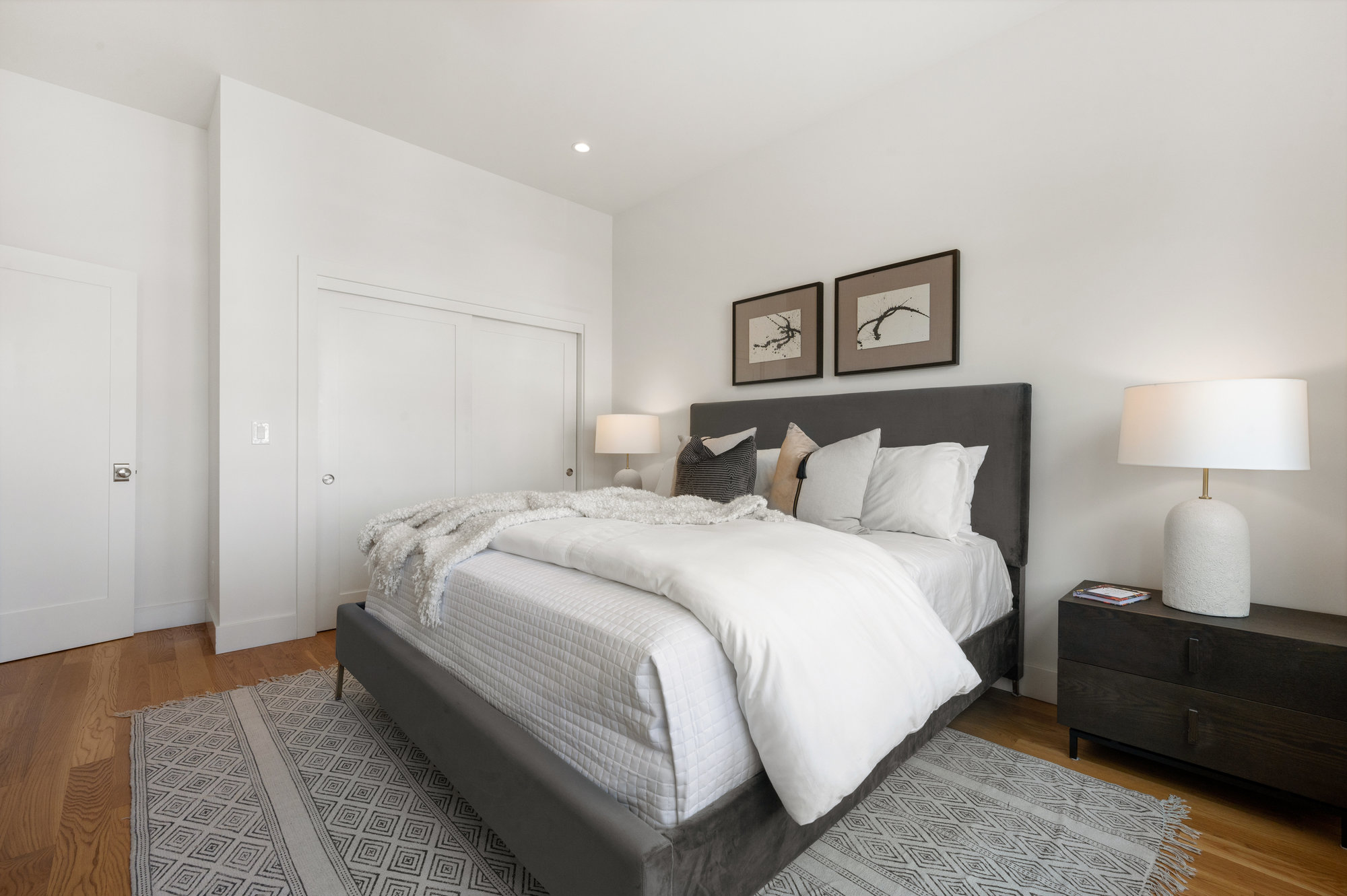 Bedroom, showing the large closet space and wood floors