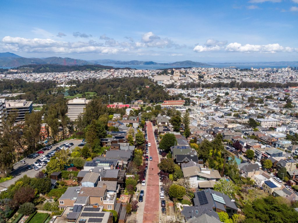 Aerial view of 281 Edgewood Ave in Cole Valley, represented by John DiDomenico