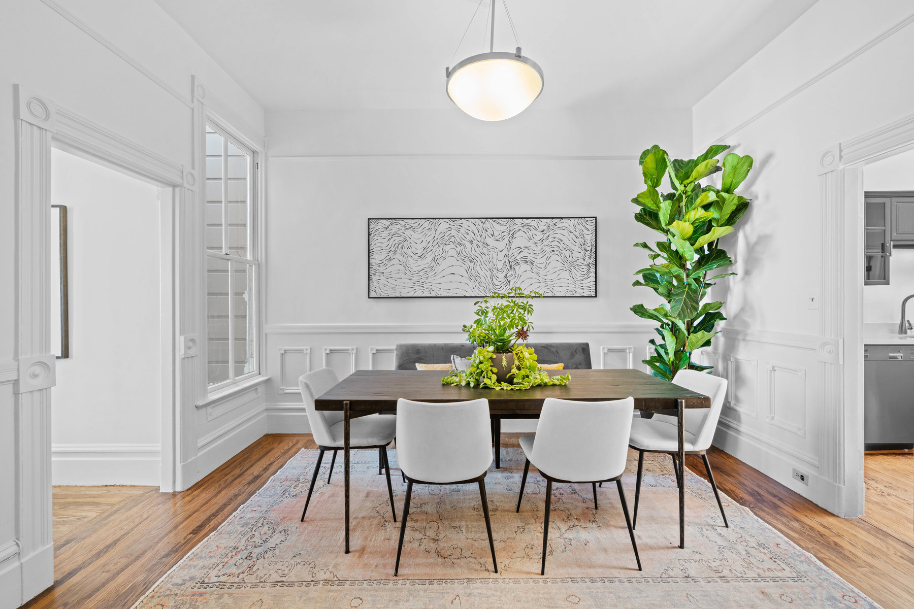 031photos1604castro031959 Dining room had lots of stunning modeling detail and hardwood floors through out.
