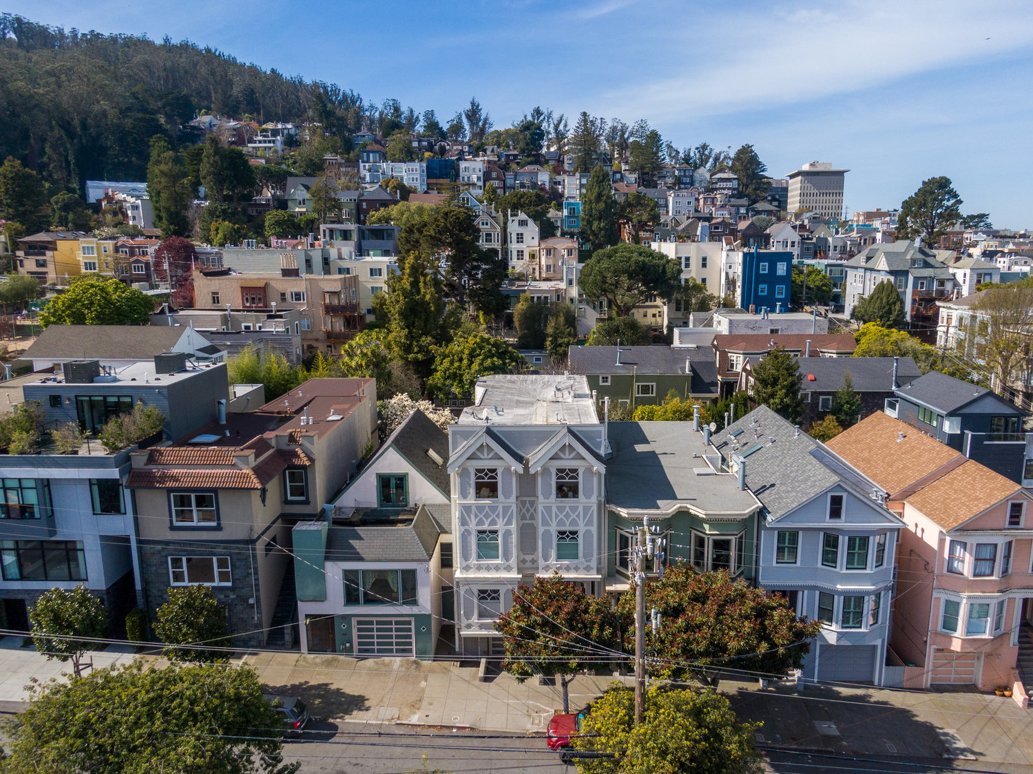 032photos1223shraderap001 Aerial view of 1223 Shrader Street, showing a three story home in Cole Valley