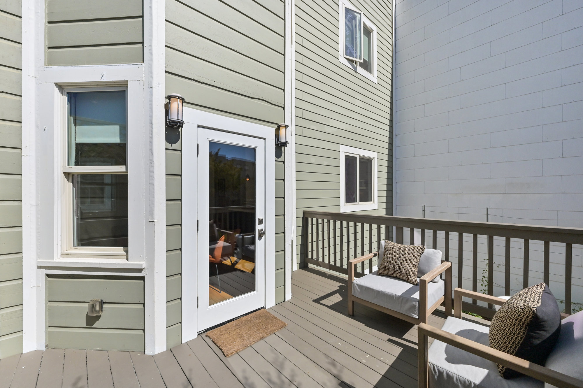 View of the entry to the dining room via the deck
