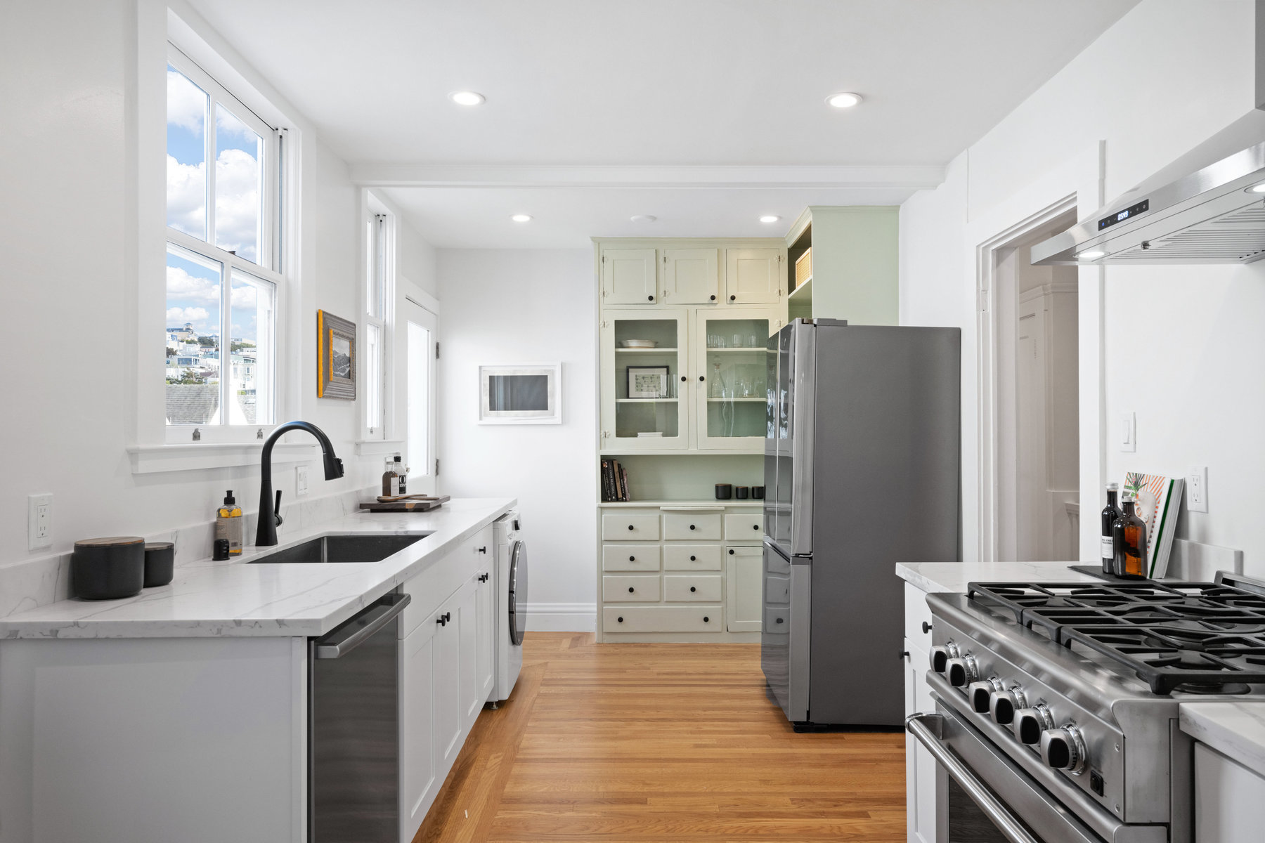 Kitchen with built-in cabinets