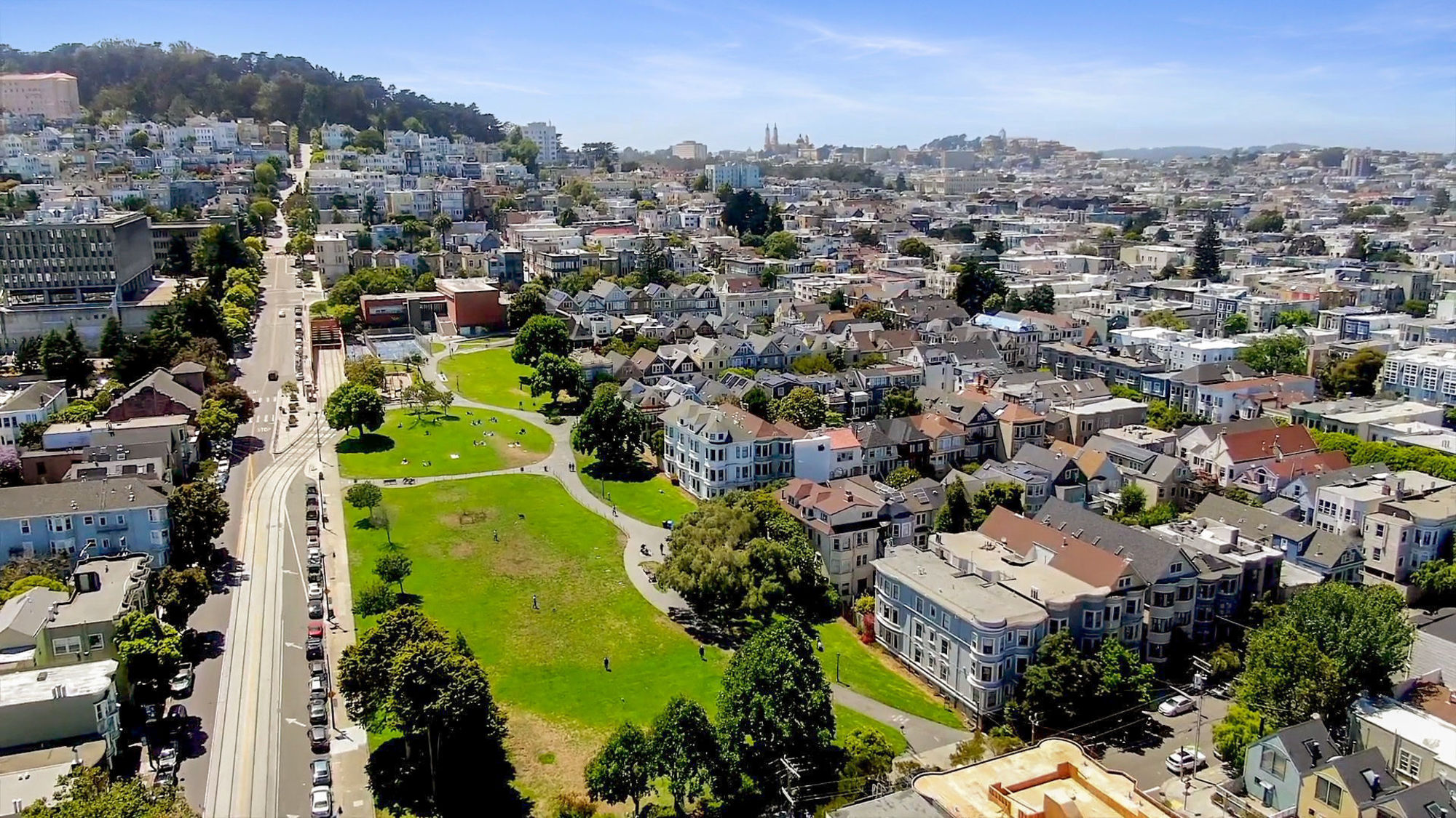050frame-001728 Aerial view of Duboce park, near 45-49 Belcher Street