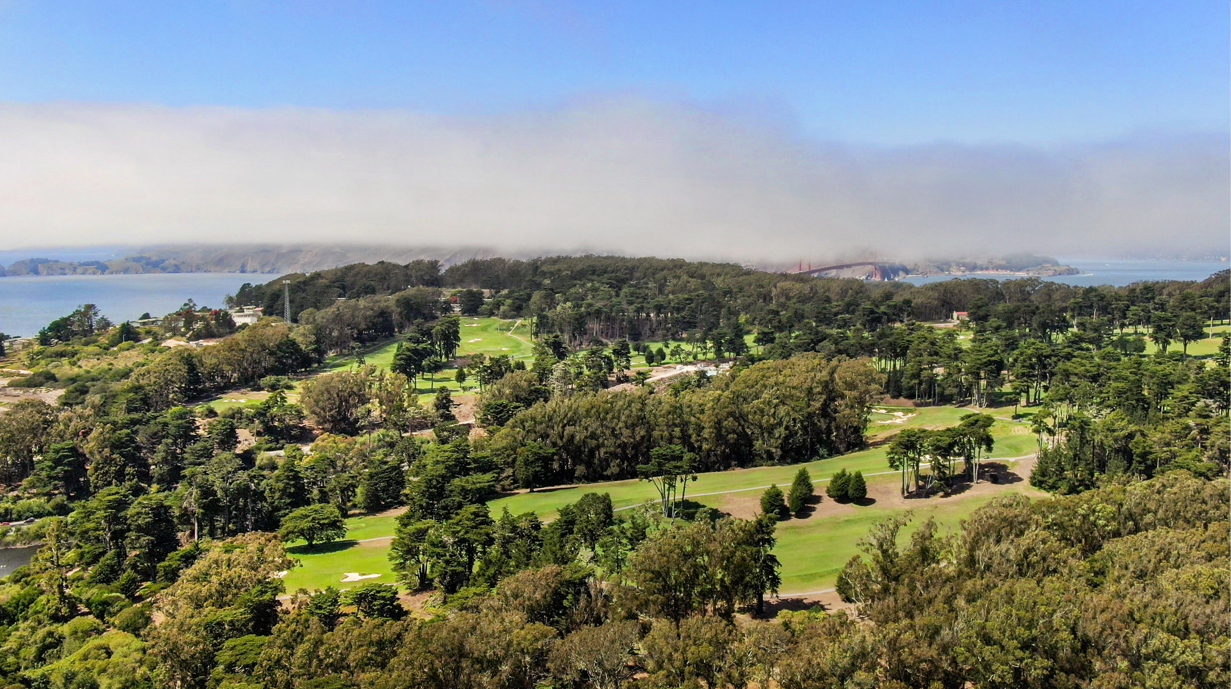 Aerial view of the Presidio Greenbelt, Mountain Lake Park