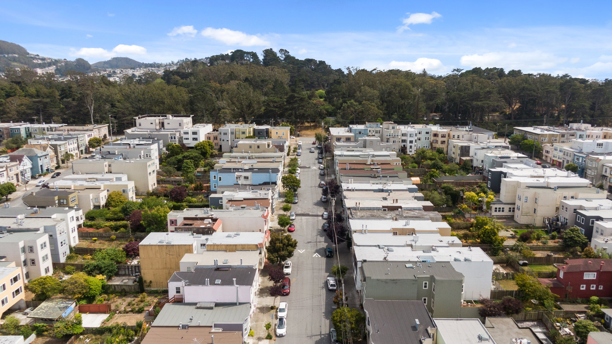 Aerial street view as seen from 719 18th Avenue, showing the neighboring homes