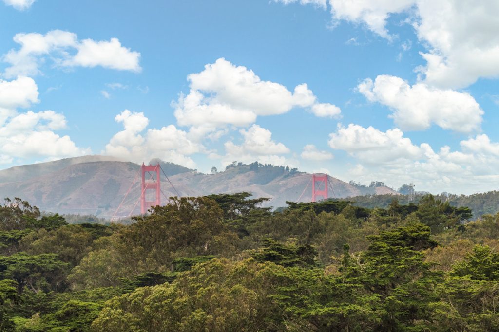 Close up photo of the view of the Golden Gate Bridge from the upper Primary Bedroom