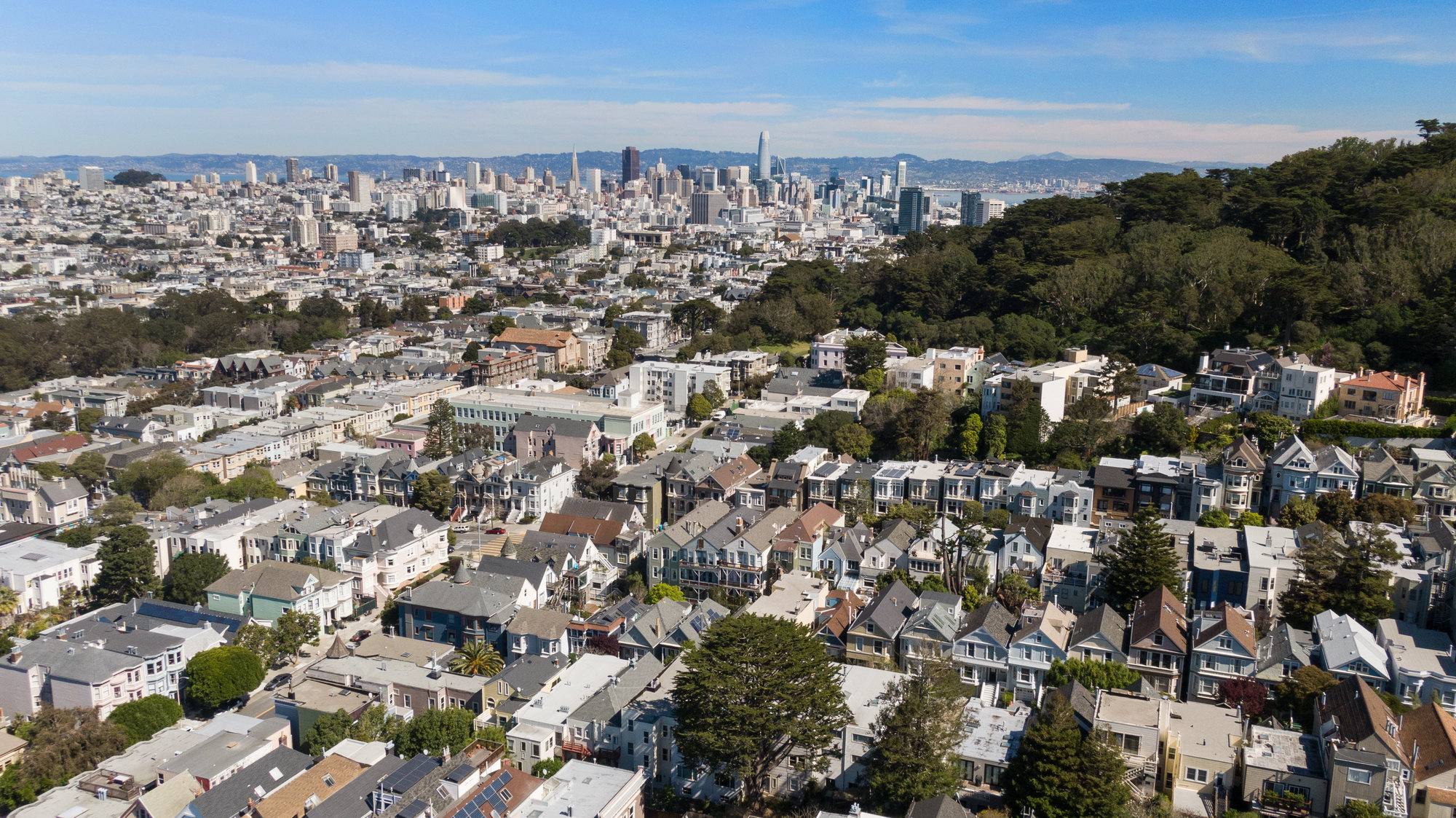 078084 Aerial view of Buena Vista and down town San Francisco