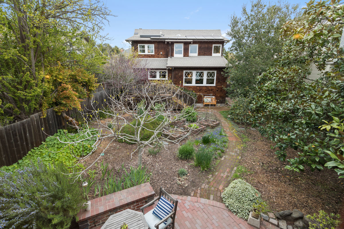 Rear aerial view of the yard