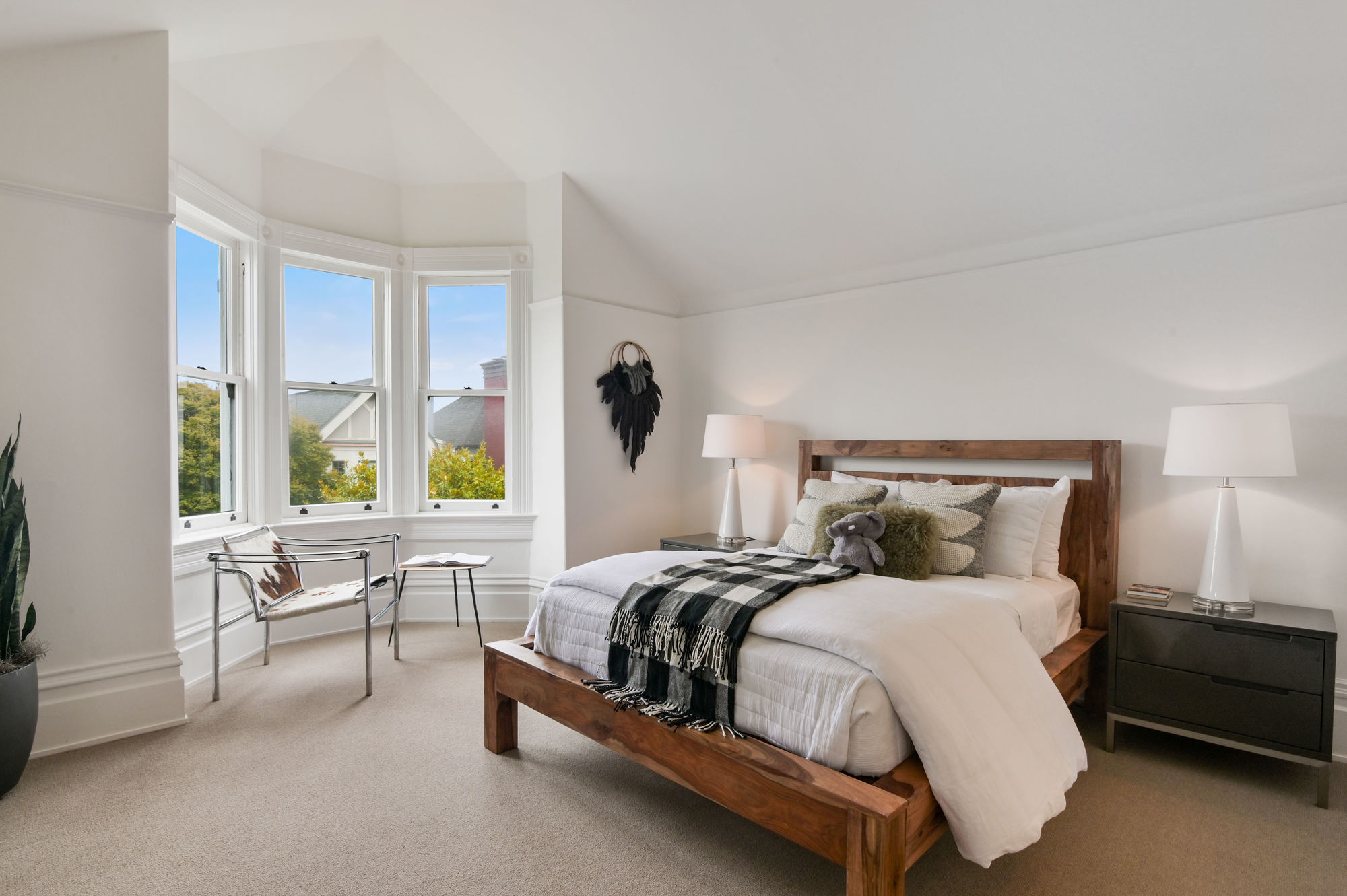 Bedroom with bay windows