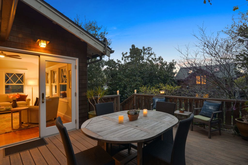 Outdoor dining space at 6475 Colby Street