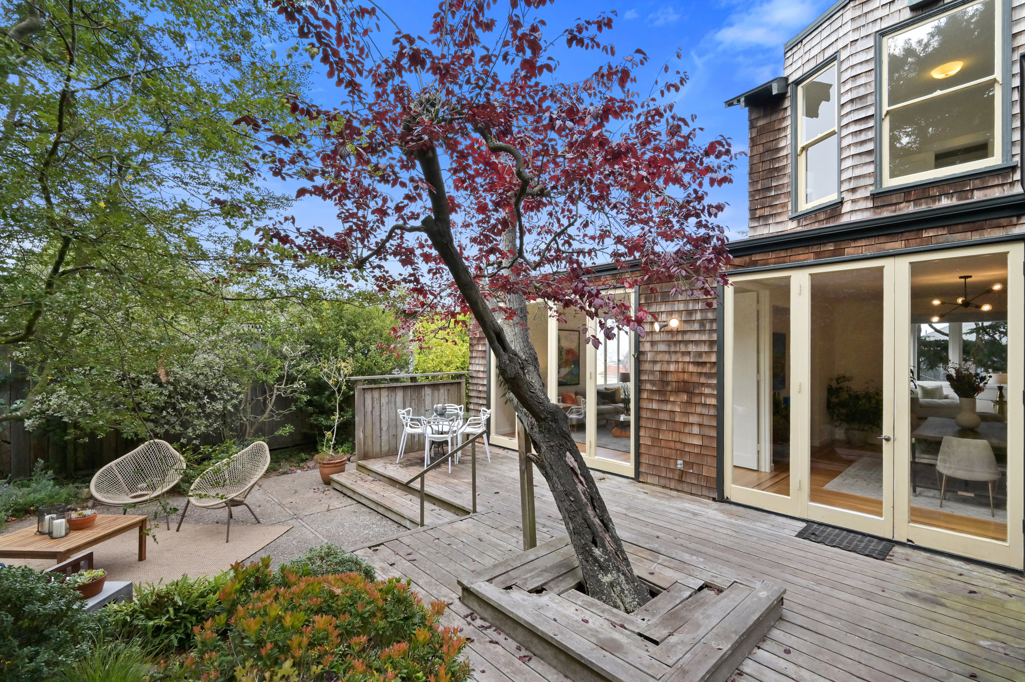 095102 View of the wood deck at 183 Edgewood Avenue, showing an outdoor living area