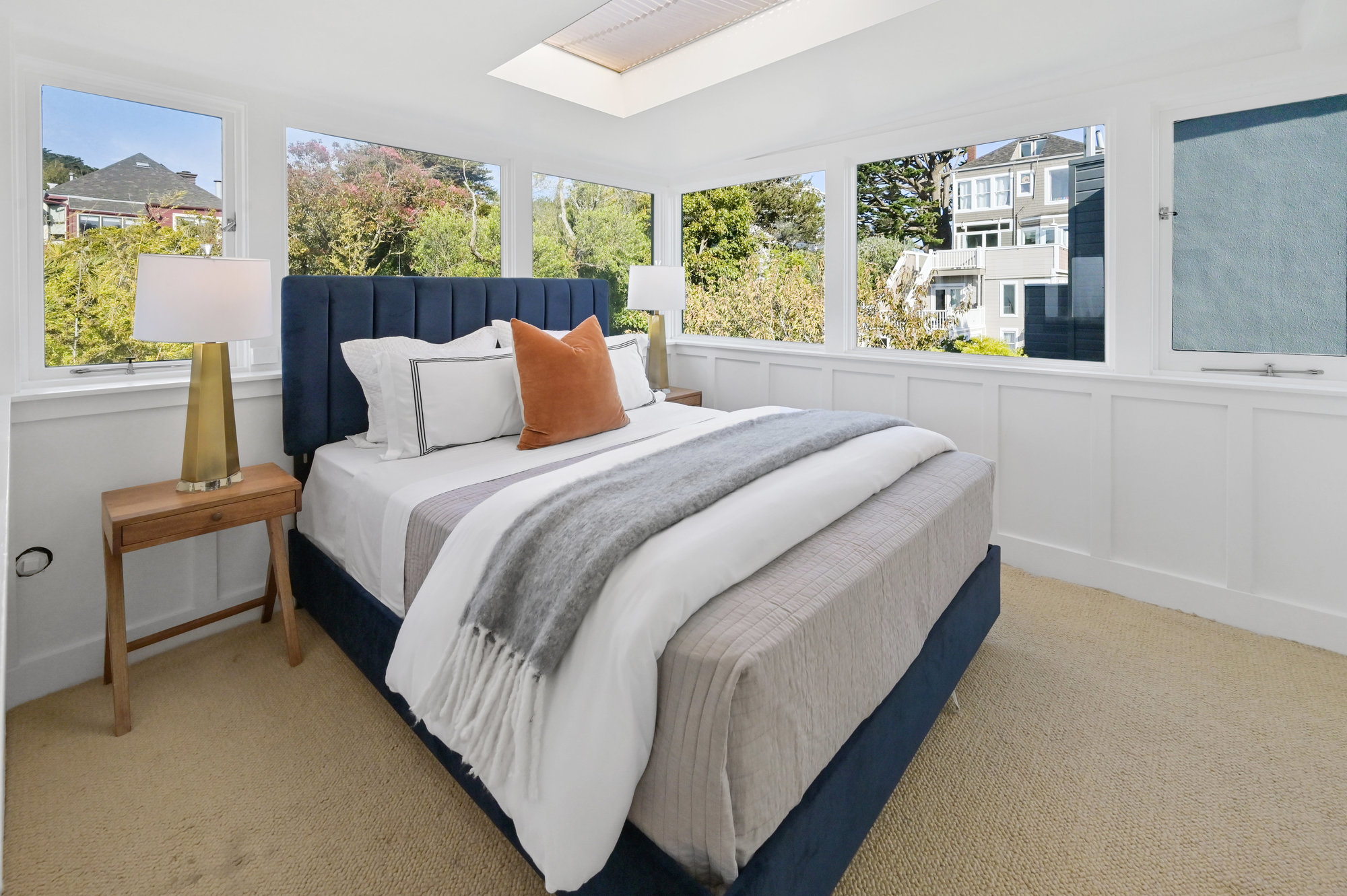 Upper bedroom with side-by-side windows