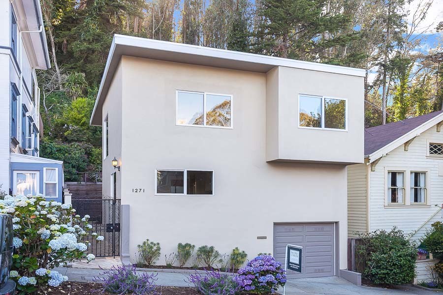 Front exterior view of 1271 Stanyan Street, showing a home with light tan facade