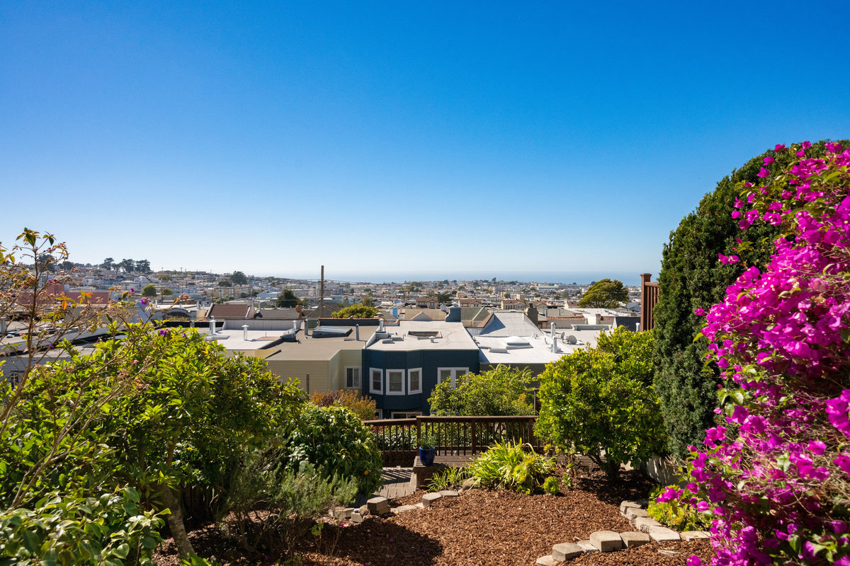 Looking out from yard at the views to the ocean.