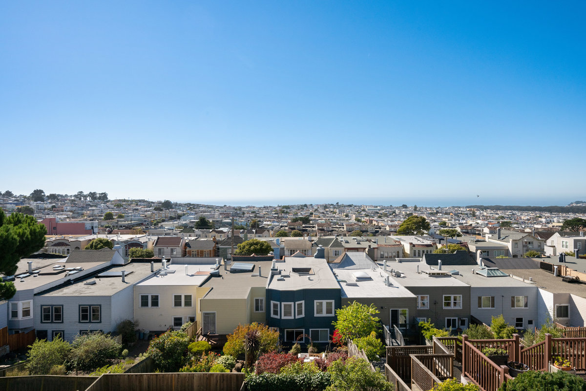 View photo from one of the upper bedrooms. You see over the sunset out to the ocean. Super clear day.