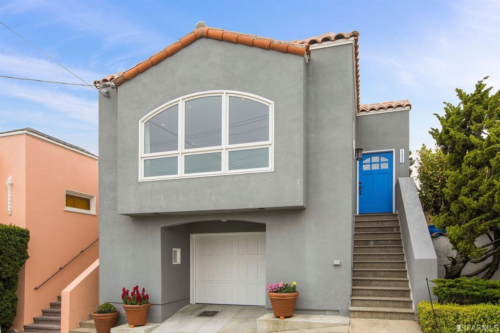 Front exterior view of  1424 Ulloa Street, showing a home with grey facade