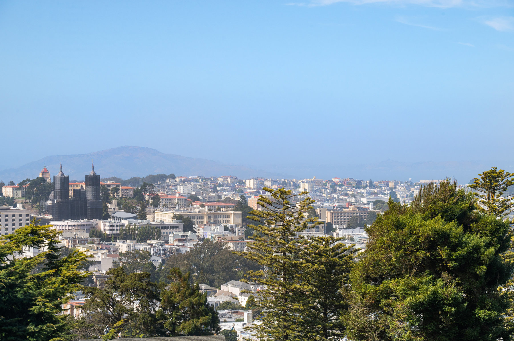 Aerial photo looking towards the bay.