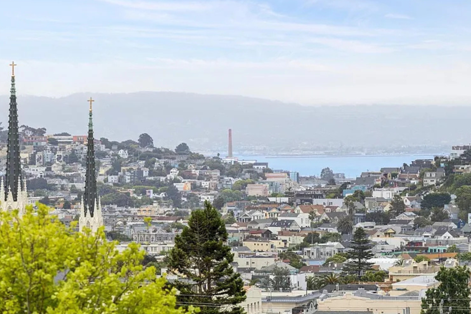 Property Photo: aerial view of San Francisco hills and East Bay