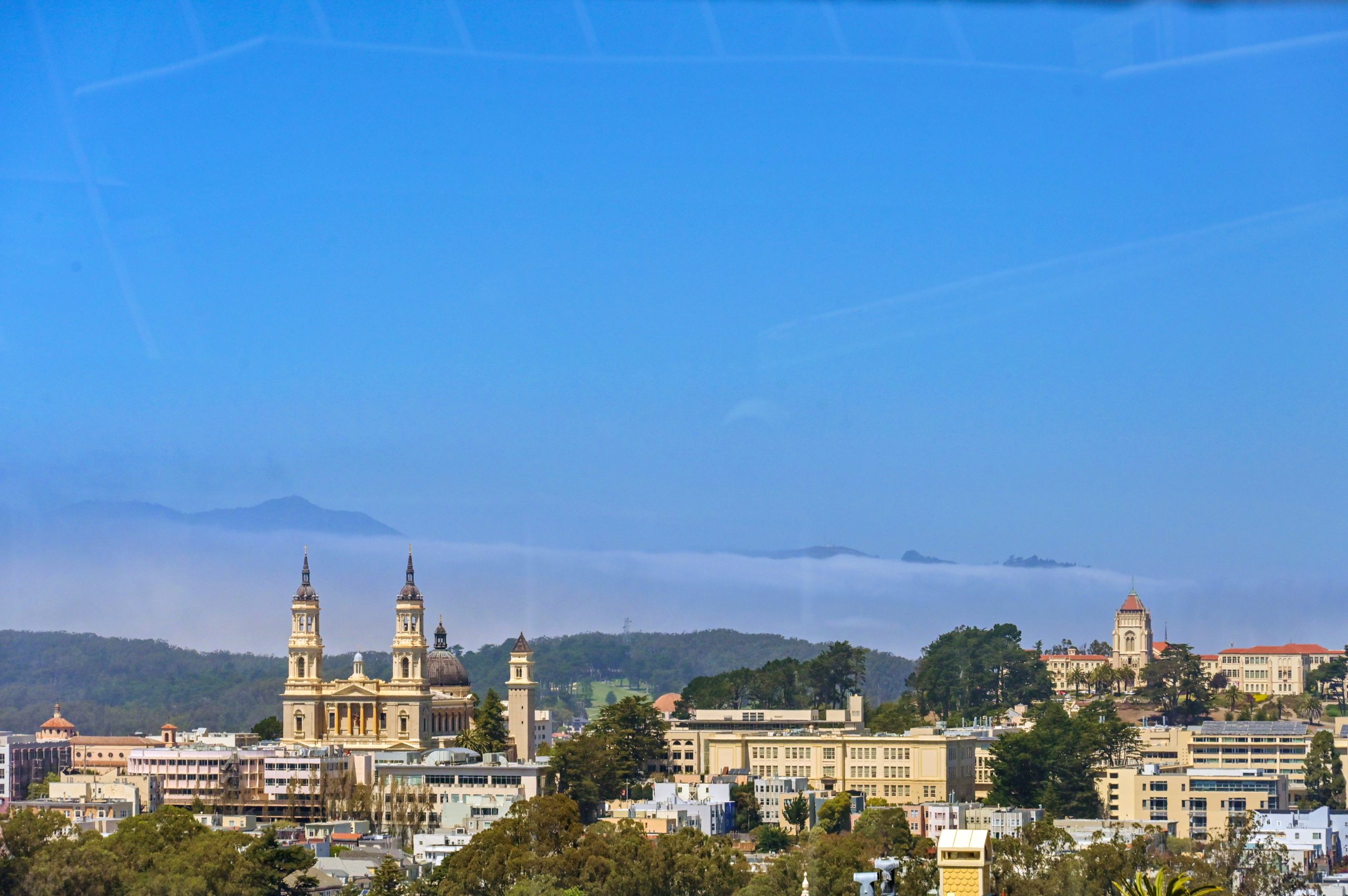 View of the Mission and St Ignatius Church in San Francisco, as seen from 4 Ashbury Terrace