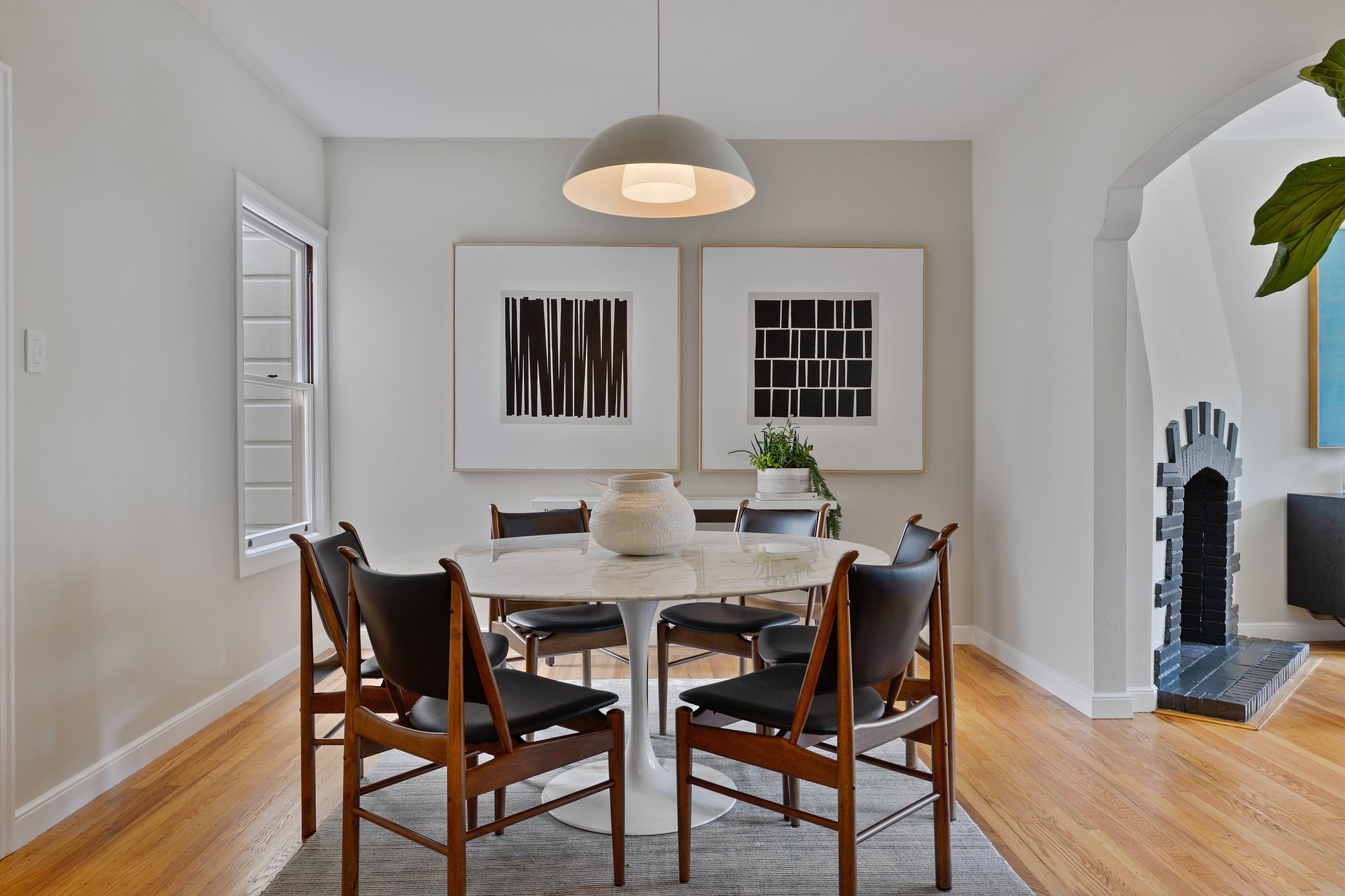 Dining area with wood floors